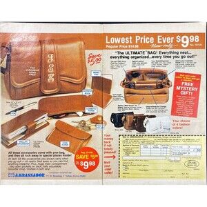 Ambassador "Ultimate Women's Bags-Everything Neat & Organized" 2-Page Ad 1983